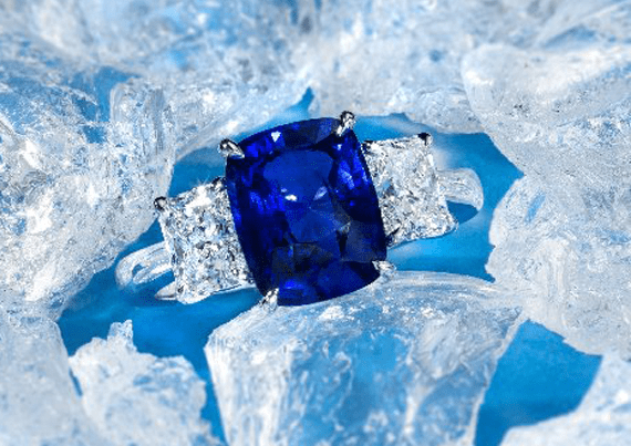 Blue Sapphire and Diamond Ring